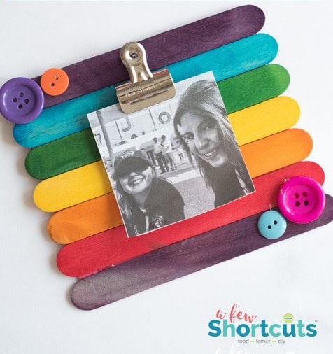 A cute picture from made with popsicle sticks Clip-On Picture Frame