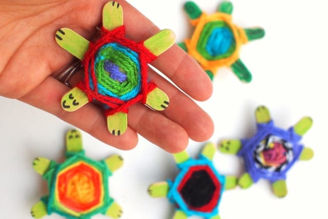 Bright colored turtles made from popsicle sticks Colorful Baby Turtles