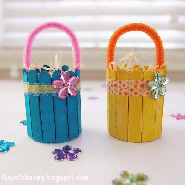 Make an Easter themed craft with popsicle sticks For The Easter Bunny
