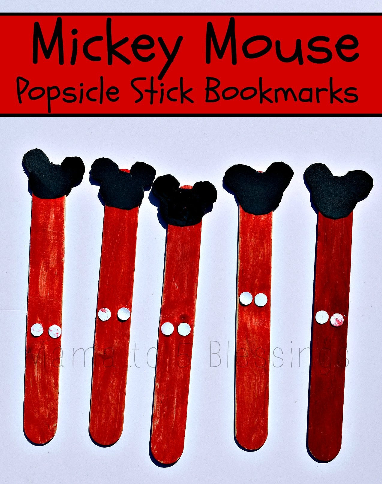 Make Mickey Mouse bookmarks from popsicle sticks Mickey Marks The Book