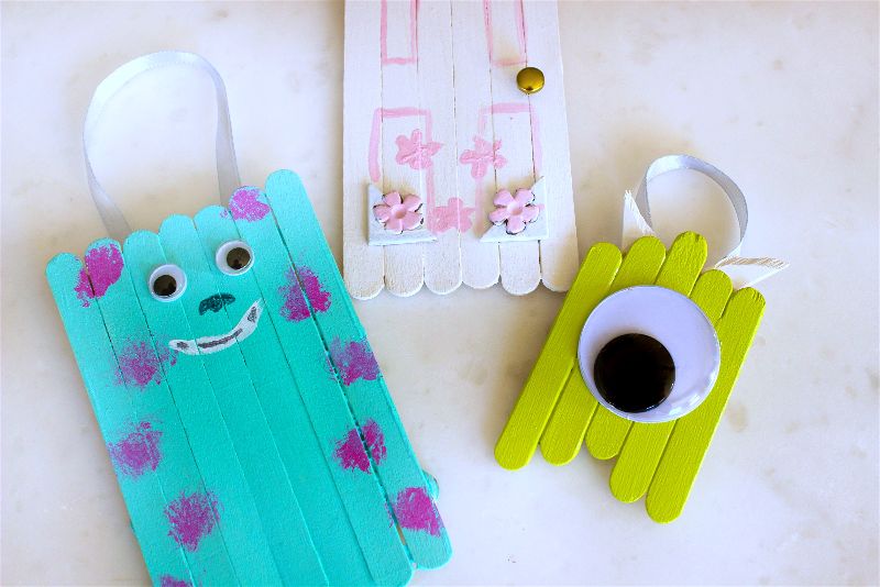Make a Monsters Inc craft from popsicle sticks Mike And Sully from Monsters, Inc.