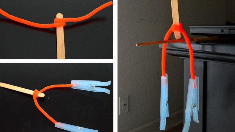 A popsicle stick balancing balancing stick