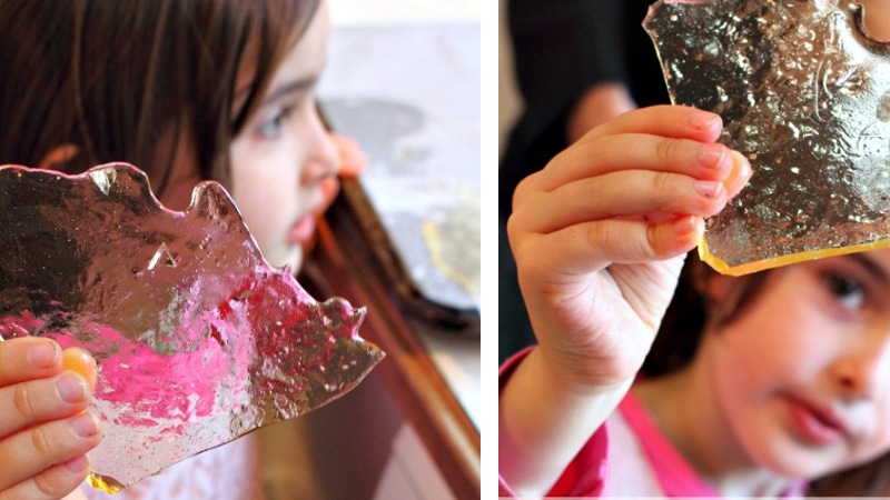 Eat edible glass made with sugar edible glass