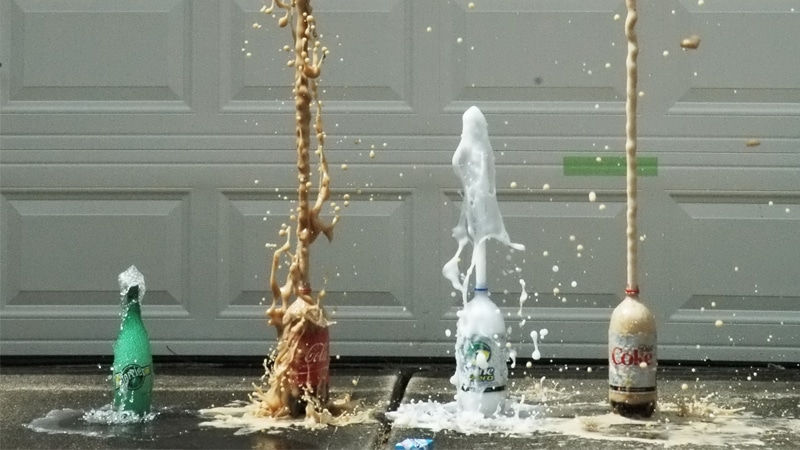 What happens when you add Mentos to soda soda mentos