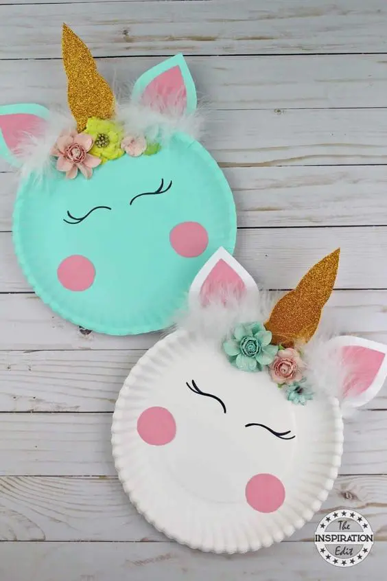 Flower Crown Paper Plate Unicorns