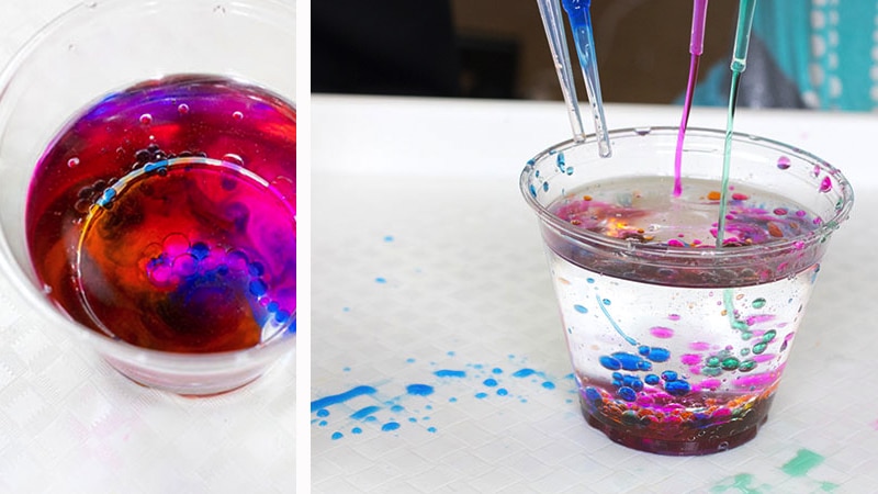 colorful oil in water