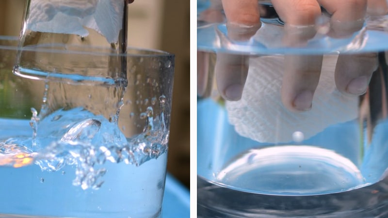 dry paper in water