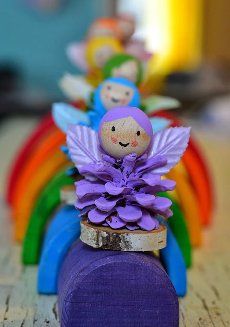 Colorful Pine Cone Fairies