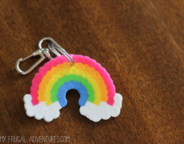 Perler Bead Rainbow Keychain