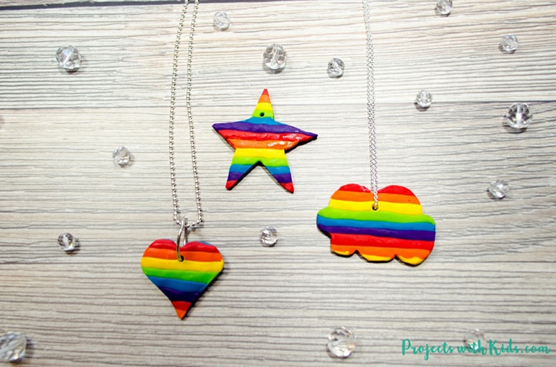 Rainbow Polymer Clay Pendants