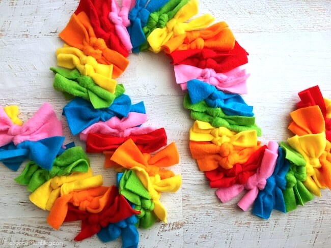 Tied Fleece Rainbow Scarf