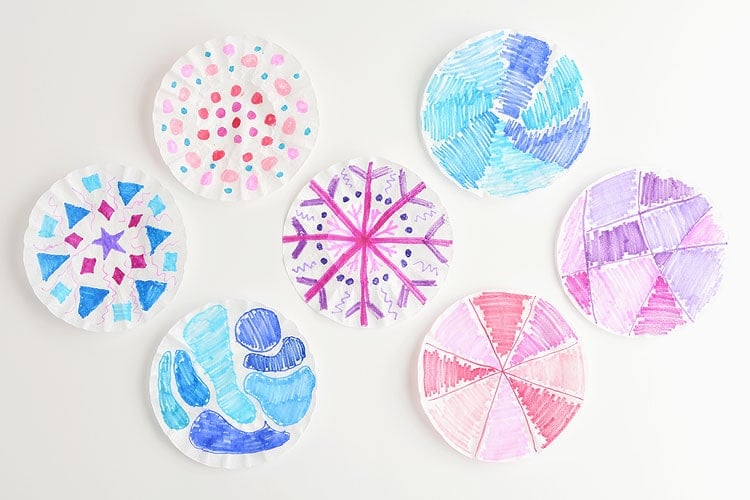 Coffee Filter Snowflakes