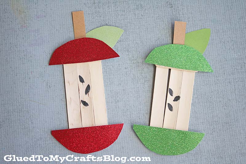 Apple Core Art With Popsicle Sticks