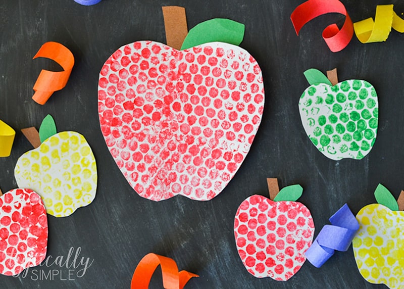 Bubble Wrap Stamped Apples