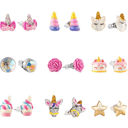 Nine-Pair Unicorn Earring Set