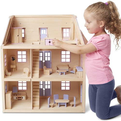 Melissa & Doug Modern Wooden Multi-Level Dollhouse