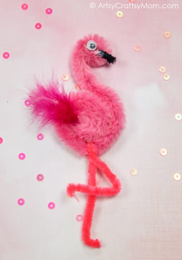 Pink Flamingoes Pipe Cleaner Craft