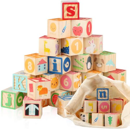 Jamohom Wooden ABC Building Blocks