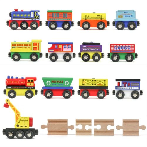 Tiny Conductors 12 Wooden Train Cars