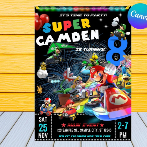 Super Mario Birthday Invitations