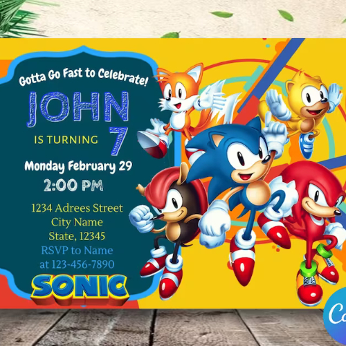 Sonic The Hedgehog Birthday Invitations