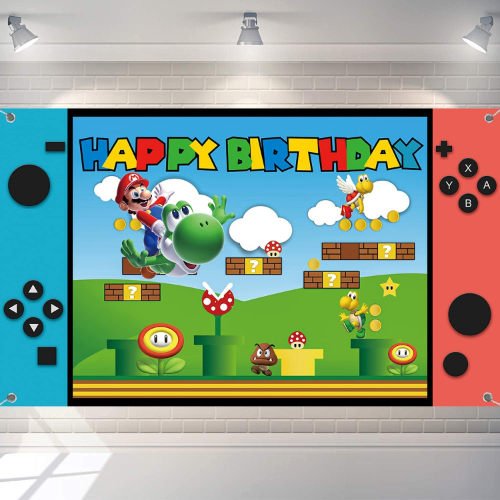 Mario Brothers Happy Birthday Backdrop