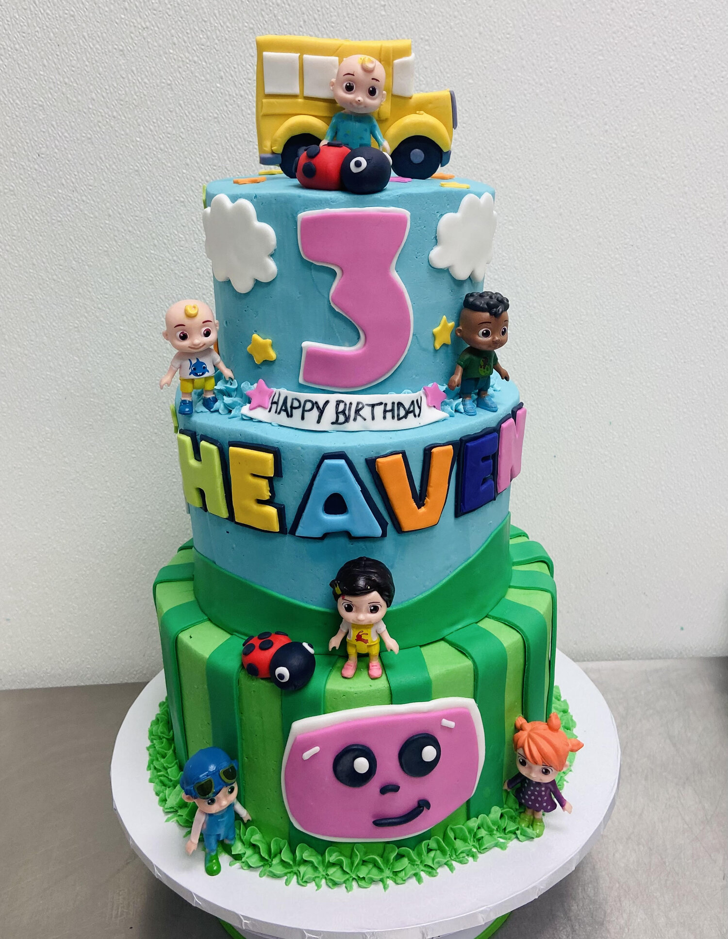 Tiered CoComelon Cake